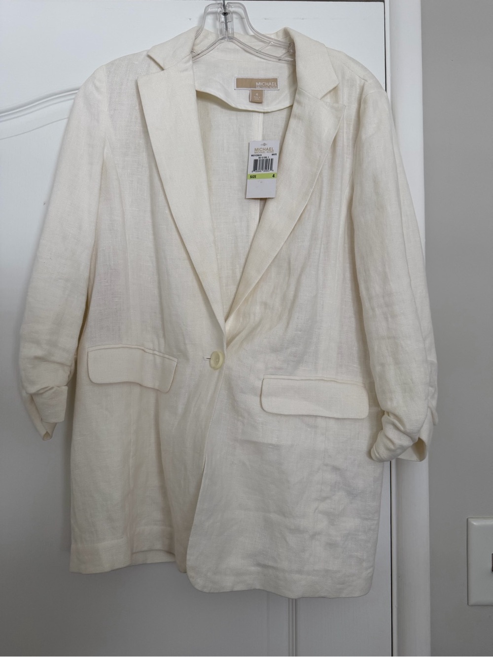 Michael Kors Linen Blazer in White Size 4 NWT